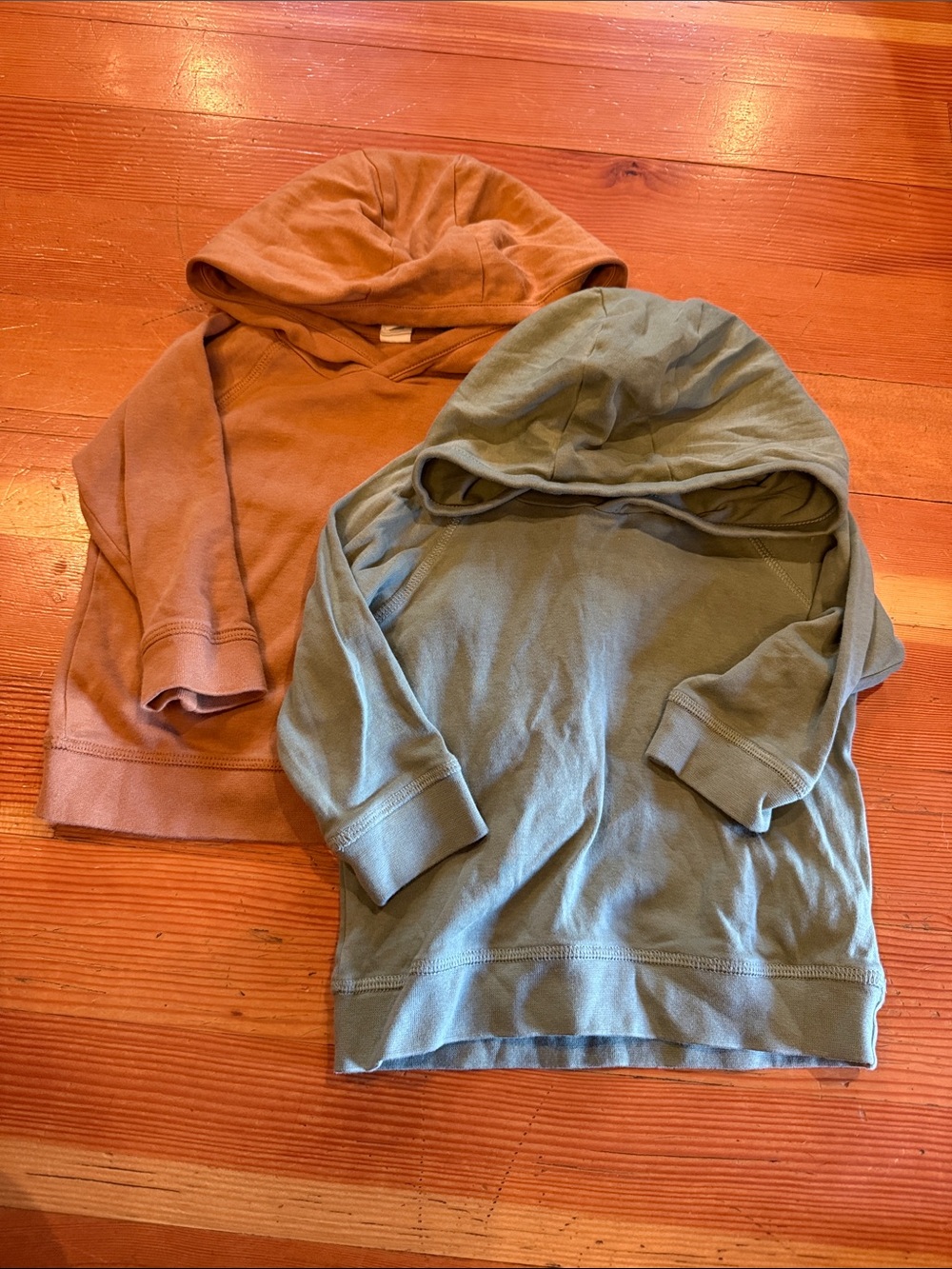Colored Organics Hooded Sweatshirts in Rust Brown and Olive Green